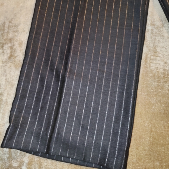 Armani Collezioni Silver Pin Strip Dark Gray Wide Leg Pants, Size 10 - Picture 7 of 13